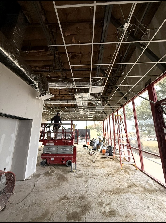 Commercial ceiling renovation in progress